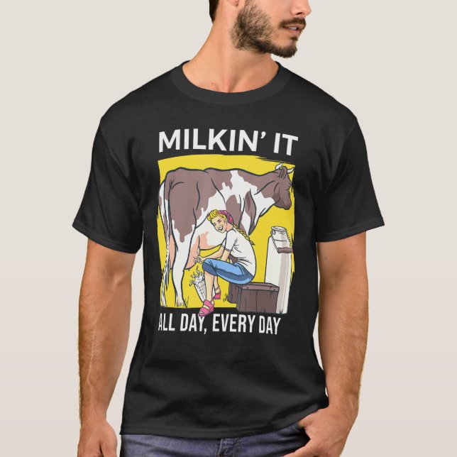 Mjölkin it Milking Cows Dairy Farming Enthusiast D T Shirt (Framsida)