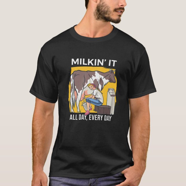 Mjölkin Mjölkar mjölkkor Mjölkgårdsuppehållande D. T Shirt (Framsida)
