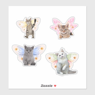 Mjölkkatter - 3 Cute Kittens med Fairy Vingar Klistermärken