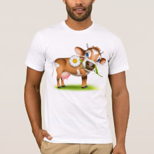 Mjölkkoks av Tecknad, med blomma och gräs T Shirt