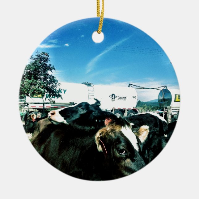 mjölklastbil julgransprydnad keramik (Framsidan)