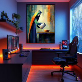 Mjölkpigan - Kubistiskt inspirerad av Vermeer Poster