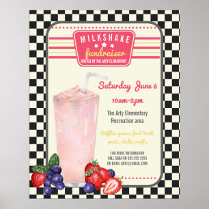 mjölkshake fundraiser diner meny Flyer poster