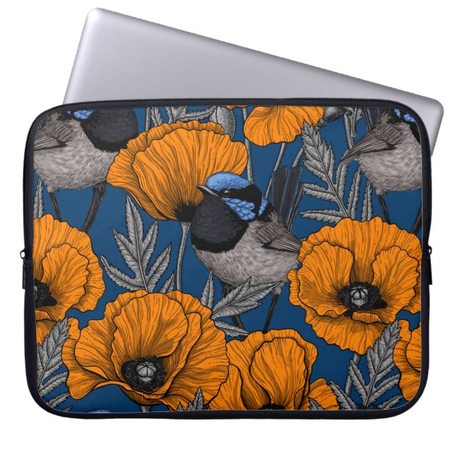 Mjölksporn och orange av vallmoblommor laptop fodral (Framsidan)