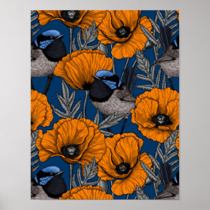 Mjölksporn och orange av vallmoblommor poster
