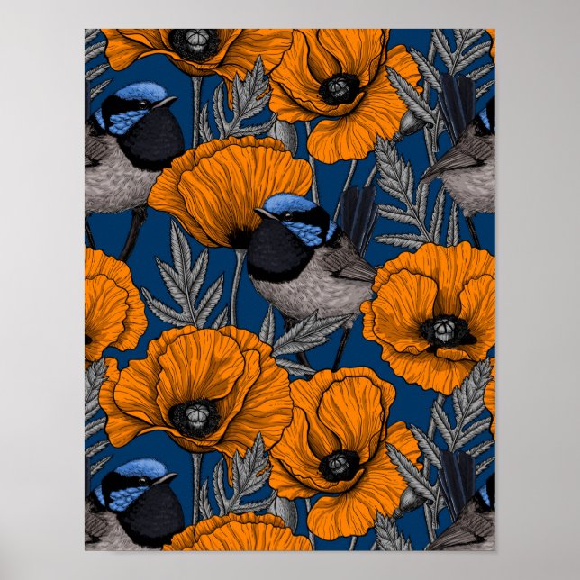 Mjölksporn och orange av vallmoblommor poster (Framsidan)