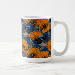 Mjölksporn och orange vallmoblommor mugg