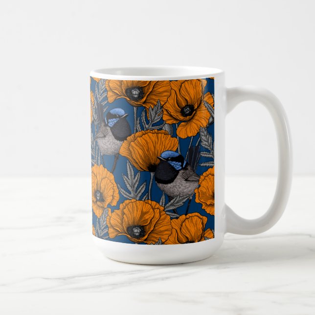 Mjölksporn och orange vallmoblommor mugg (Höger)