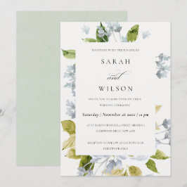 MJÖLKVATTENFÄRGENS BABY BLUE VATTENFÄRG BLOMMIGT B INBJUDNINGAR