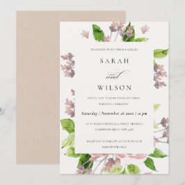 MJÖLKVATTENFÄRGENS ROSA BRÖLLOP BLOMMIGT INBJUDNINGAR