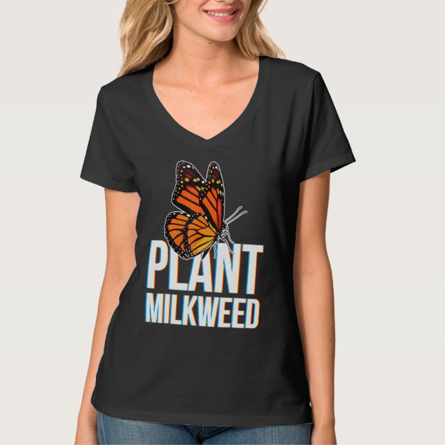 Mjölkweed for lepidopterist monarch Butterfly T Shirt (Framsida)
