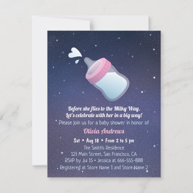 Mjölky Way Space Pun Humor Baby Shower Inbjudningar (Framsida)