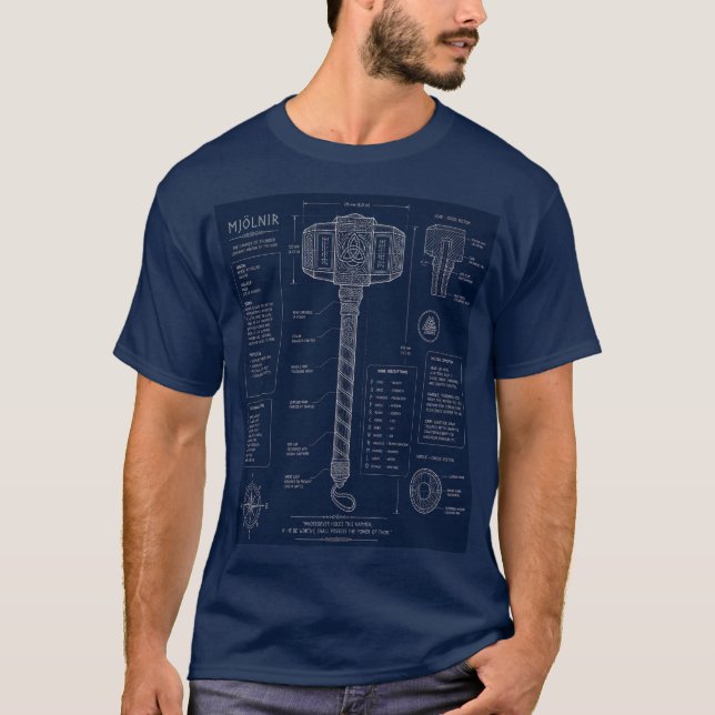 Mjölnir Blåprintskjorta T Shirt (Framsida)