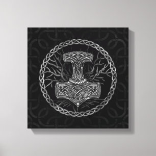 Mjolnir - hammaren Thor och Livets träd Canvastryck