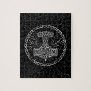 Mjolnir - hammaren Thor och Livets träd Pussel