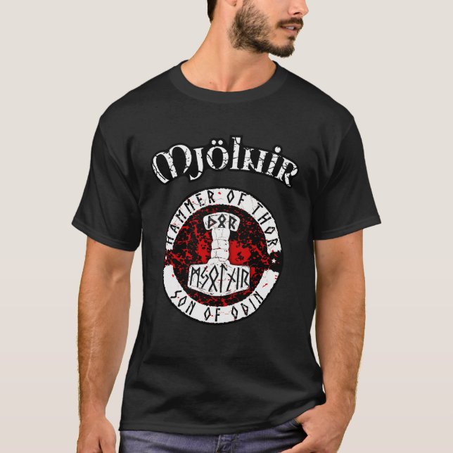 Mjolnir Hammer of Thor Son of Odin God of Thunder Tee (Framsida)