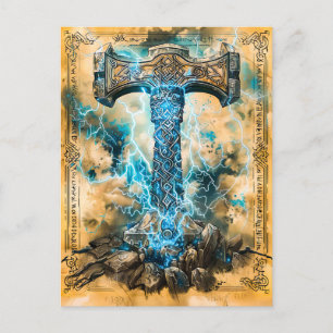 Mjölnir Thors Hammer med Blixten Helg Vykort