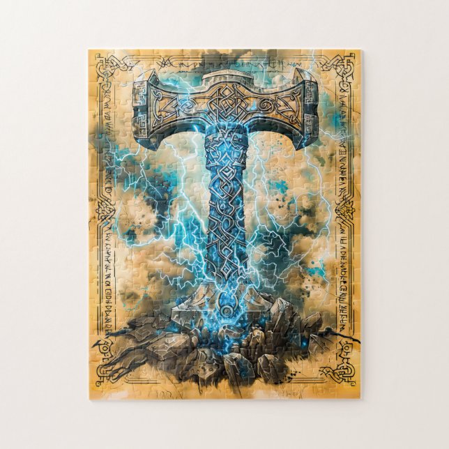 Mjölnir Tors hammare med blixtar Pussel (Vertikal)