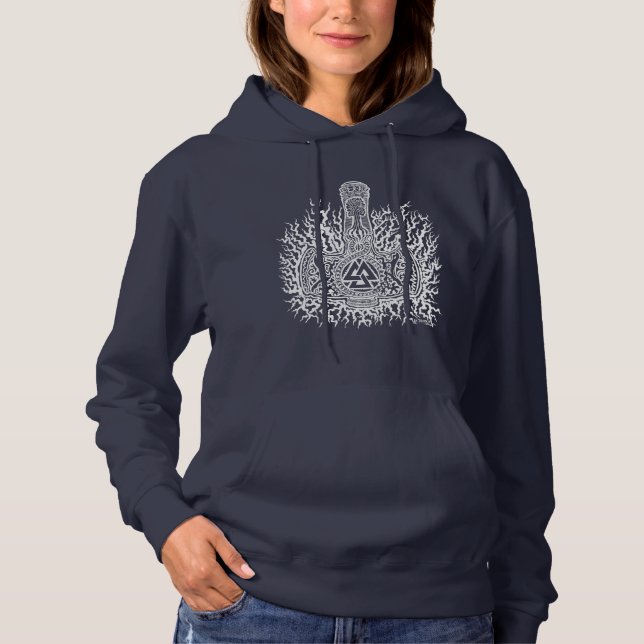Mjolnir - Valknut Ladie's Hoodie T-shirt (Framsida)