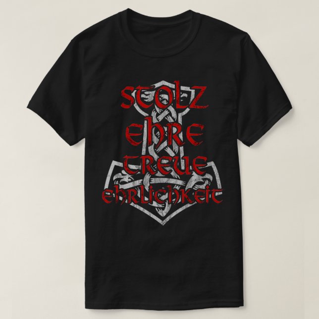 Mjolnir Warhammer Pride Honor Fidelity Ärlighet T Shirt (Design framsida)
