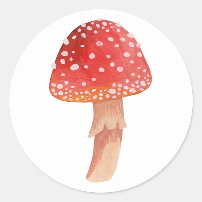 Mjölrött svamp. Skogsflugagarik. Amanita Runt Klistermärke (Framsida)
