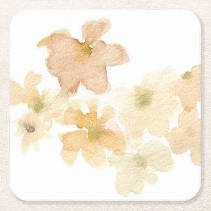 *~* Mjuk Abstrakt Blommigt för Peach Beige Waterco Underlägg Papper Kvadrat