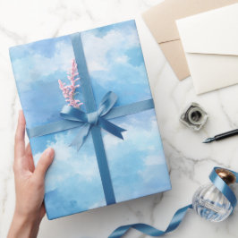 Mjuk Abstrakt Mönster i Vattenfärg Blå Dimmig Himm Presentpapper