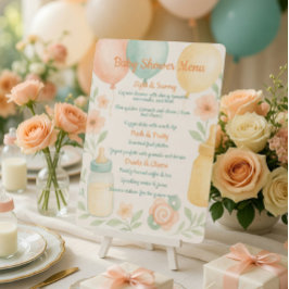 Mjuk akvarell Baby Shower-meny Inbjudningar