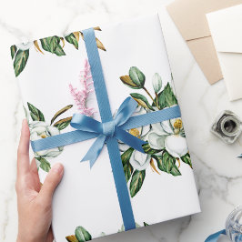 Mjuk akvarell Magnolia Blå Mönster  Presentpapper
