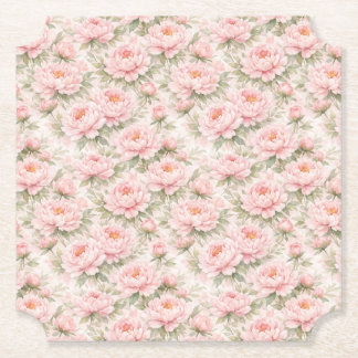 Mjuk akvarell Peony Blommig Sömlös Mönster Underlägg Papper