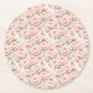 Mjuk akvarell Peony Blommig Sömlös Mönster Underlägg Papper Rund