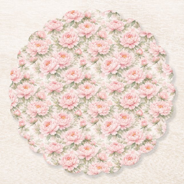 Mjuk akvarell Peony Blommönster Sömlöst Mönster Underlägg Papper (Framsida)