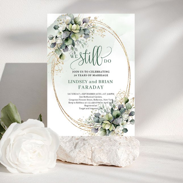 Mjuk akvarellgrönska Förnyelse av löfte Inbjudan (Soft Watercolor Greenery Vow Renewal Invitation)