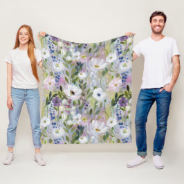 Mjuk Äng Blommig Akvarell Fleecefilt