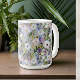 Mjuk Äng Blommig Akvarell Kaffemugg