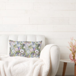 Mjuk Äng Blommig Akvarell Lumbarkudde