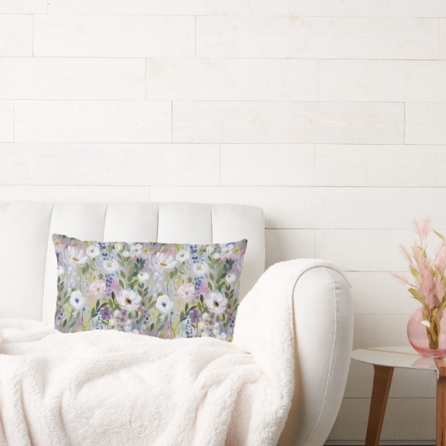 Mjuk Äng Blommig Akvarell Lumbarkudde (Soffa)