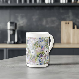 Mjuk Äng Floral Akvarell Benporslin Mugg