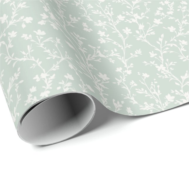 Mjuk äng neutral - dämpad salvia presentpapper (Rullad Hörn)