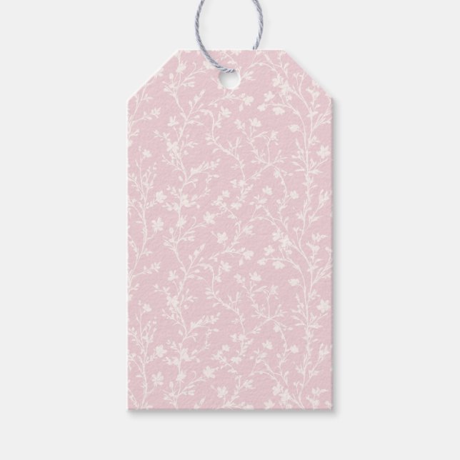 Mjuk äng neutral - rosablommig presentetikett (Framsidan)