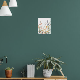 Mjuk äng Vildblomma Akvarell Väggkonst