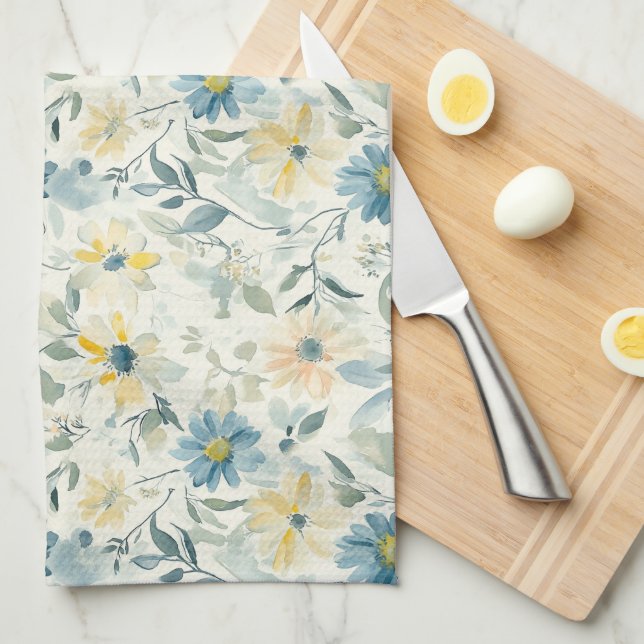 Mjuk ängsblomma Daisy Akvarell Kökshandduk (Vikt i Fjärdedel)