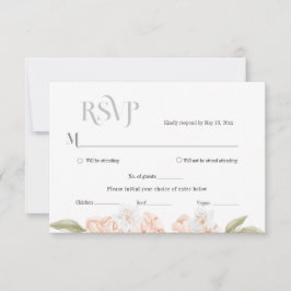 Mjuk aprikosblommig svarskort för bröllop OSA kort