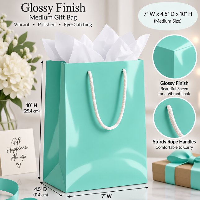 Mjuk Aqua Enfärgad Minimalistisk Presentförpacknin (Soft Aqua Solid Color Minimalist Gift Packaging Medium Gift Bag
4.6 out of 5 stars rating
(26)
26 To)