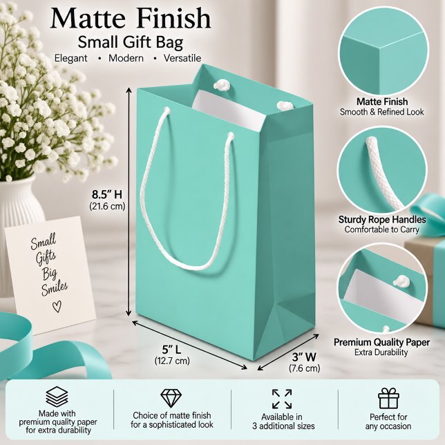 Mjuk Aqua Enfärgad Minimalistisk Presentförpacknin (Soft Aqua Solid Color Minimalist Gift Packaging Small Gift Bag)