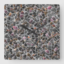 Mjuk av rålax och grått oregelbunden mosaik fyrkantig klocka