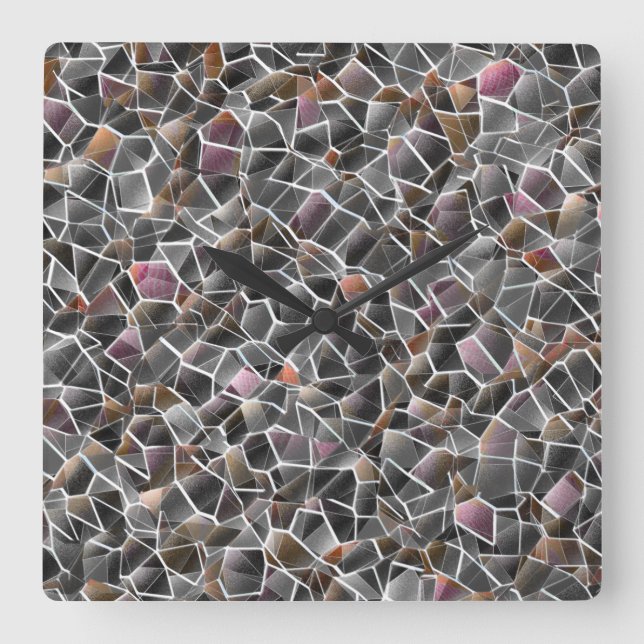 Mjuk av rålax och grått oregelbunden mosaik fyrkantig klocka (Framsida)