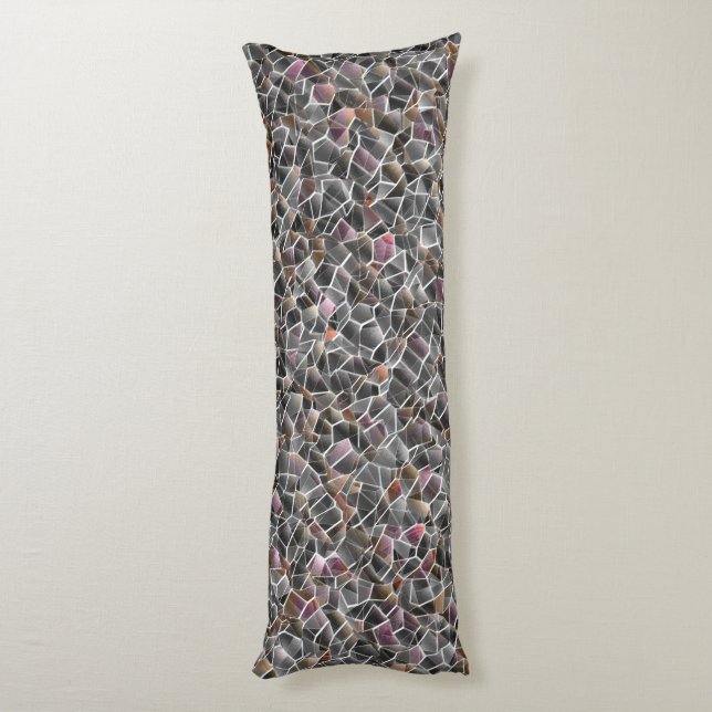 Mjuk av rålax och grått oregelbunden mosaik kroppskudde (Baksidan (Vertikal))