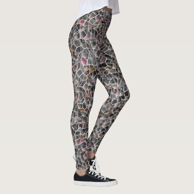 Mjuk av rålax och grått oregelbunden mosaik leggings (Höger)