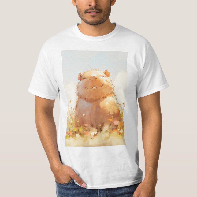 Mjuk Avslappnad Kapybara T Shirt (Framsida)